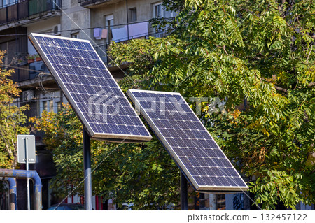 Solar panels in park Solar panels in park 132457122