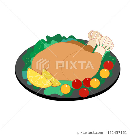 Christmas chicken illustration 132457161