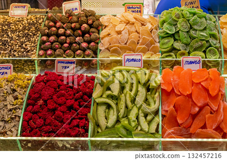 Dry fruits and teas on market 132457216