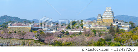 Panorama from Egret Himeji Observatory, 75 million pixels, Heisei major repair, Himeji Castle and cherry blossoms, March 31, 2015 132457260