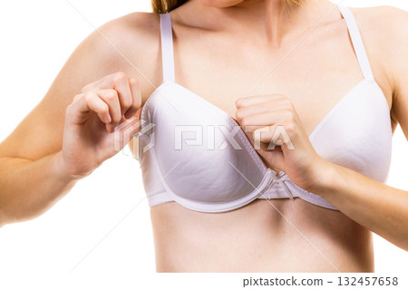 Female wearing too big bra Female wearing too big bra 132457658