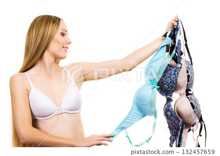 Female holds bras. Bra fitting Female holds bras. Bra fitting 132457659