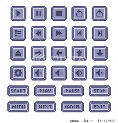 Pixel Art Control Button Set Pixel Art Control Button Set 132457688