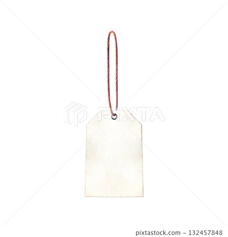 Watercolor of white gift tag. Good for postcards, invitations, greeting cards. Watercolor of white gift tag. Good for postcards, invitations, greeting cards. 132457848