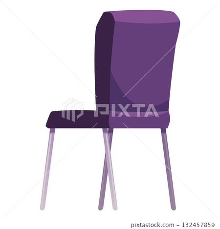 Purple upholstered chair with a backrest and iron legs, rear view. Purple upholstered chair with a backrest and iron legs, rear view. 132457859