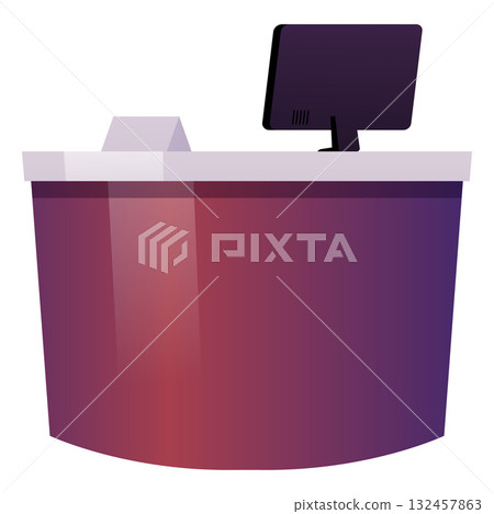 Office interior, cartoon workplace with table desk and computer vector flat isolated, Banking service, reception 132457863