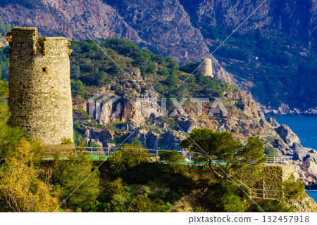 Spanish coast with Pine Tower, Andalusia. 132457918
