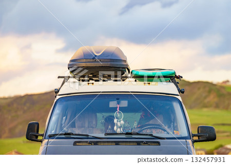 Camping vehicles in mountain nature 132457931
