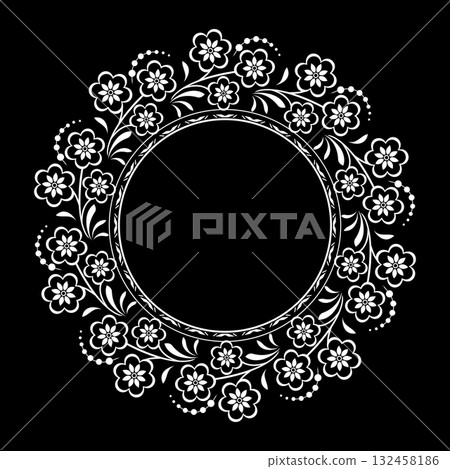 Decorative frame Elegant vector element for design in Eastern style, place for text. Floral black and white border. Lace illustration for invitations and greeting cards. Decorative frame Elegant vector element for design in Eastern style, place for text. Floral black and white border. Lace illustration for invitations and greeting cards. 132458186