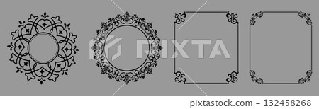 Set of decorative frames Elegant vector element for design in Eastern style, place for text. Floral black and gray borders. Lace illustration for invitations and greeting cards Set of decorative frames Elegant vector element for design in Eastern style, place for text. Floral black and gray borders. Lace illustration for invitations and greeting cards 132458268