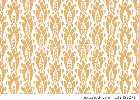 Flower geometric pattern. Seamless vector background. White and golden ornament 132458271