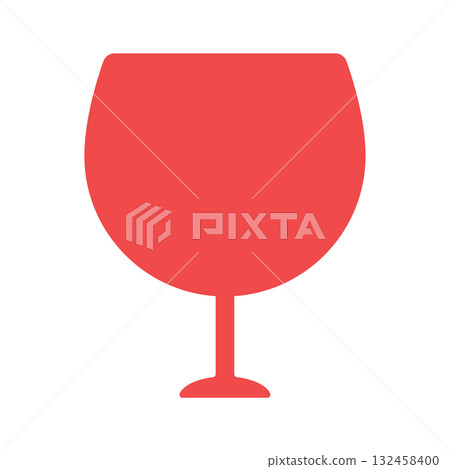 簡單可愛的紅酒杯剪影圖示 - 玻璃和酒精圖像插圖素材 132458400