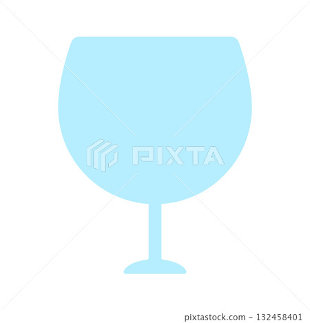 簡單可愛的酒杯淺藍色剪影圖示 - 玻璃和酒精插圖素材 132458401