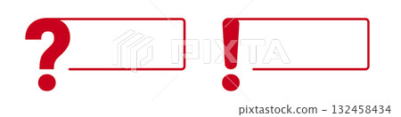 Red question mark and exclamation point framed symbol set Red question mark and exclamation point framed symbol set 132458434