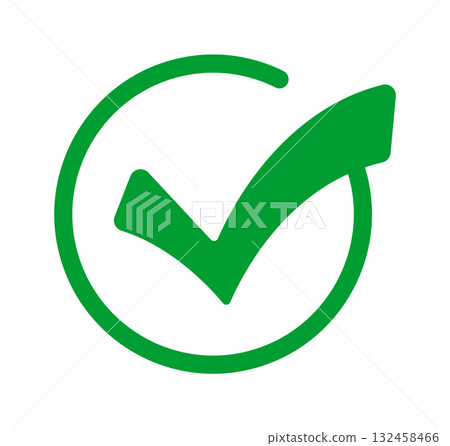 Green checkmark symbol on white background 132458466