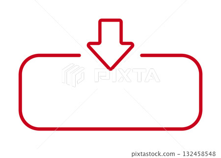 Red arrow pointing downwards with rounded rectangle frame 132458548