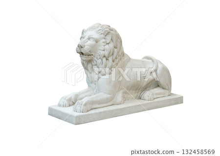 medieval antique lion figure isolated on white background medieval antique lion figure isolated on white background 132458569