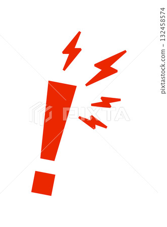 Red exclamation mark with dynamic lightning bolts design Red exclamation mark with dynamic lightning bolts design 132458574
