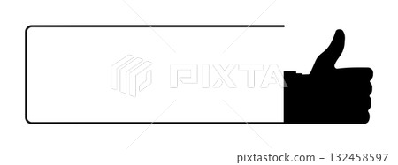 Thumbs up icon with rectangular border design 132458597