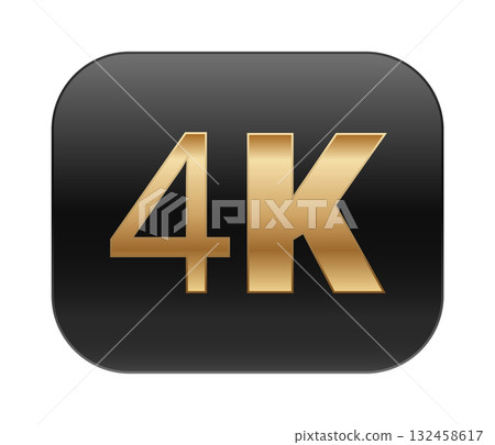 4k resolution icon with gold text on black background for high-definition display 132458617
