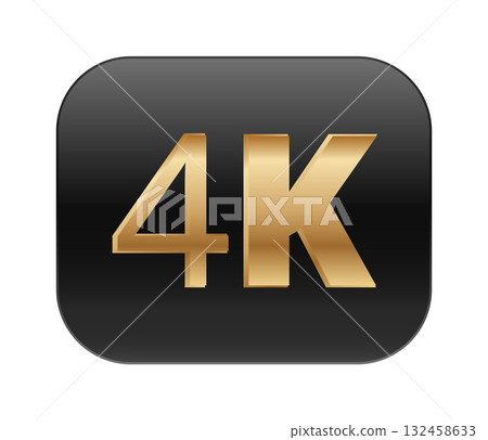 Golden 4k icon on black background representing ultra high definition 132458633