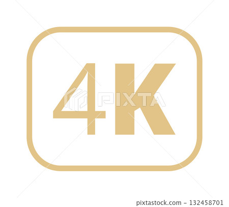 4k quality icon in beige square frame 4k quality icon in beige square frame 132458701