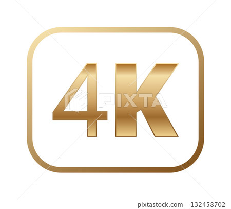 Golden 4k symbol in glossy white and gold design 132458702