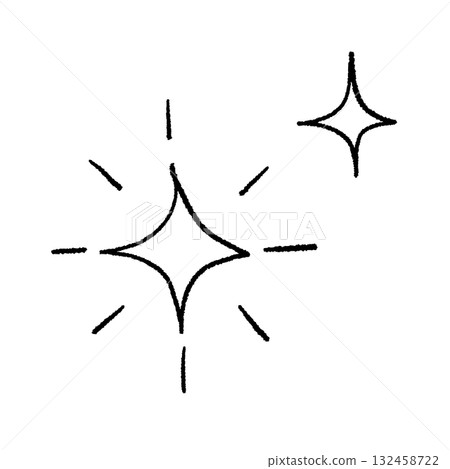 Hand-drawn glitter, sparkle, star icon, decoration, comic symbol vector black 132458722