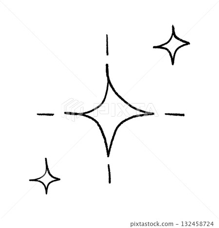 Hand-drawn glitter, sparkle, star icon, decoration, comic symbol vector black 132458724
