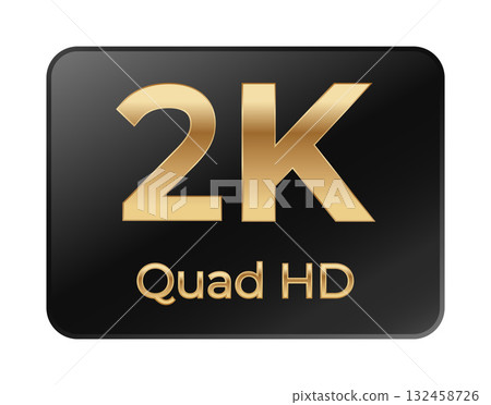 2k quad hd icon: sleek black and gold display label for high definition screens 2k quad hd icon: sleek black and gold display label for high definition screens 132458726