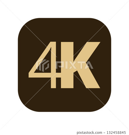 4k quality icon: high-resolution display symbol in brown and gold 132458845