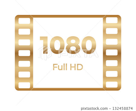 Golden 1080 full hd film icon with filmstrip border design Golden 1080 full hd film icon with filmstrip border design 132458874