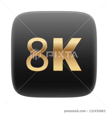 8k technology icon: sleek black and gold design for high-resolution displays 8k technology icon: sleek black and gold design for high-resolution displays 132458963