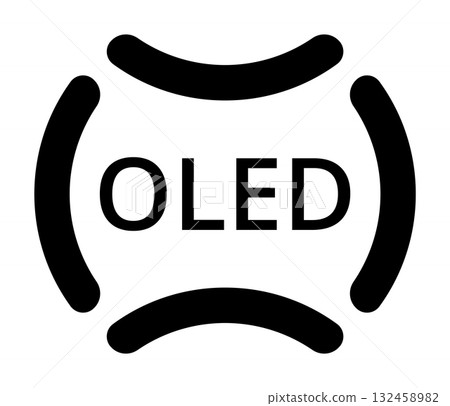 Curved oled display logo with stylized arcs and bold text design Curved oled display logo with stylized arcs and bold text design 132458982
