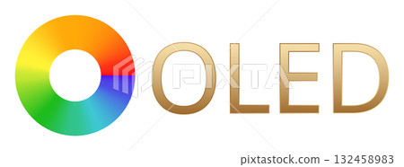 Colorful oled logo featuring circular spectrum design Colorful oled logo featuring circular spectrum design 132458983