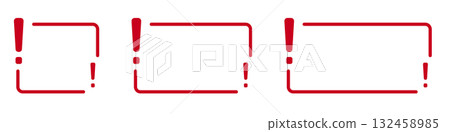 Red exclamation mark frames on white background 132458985