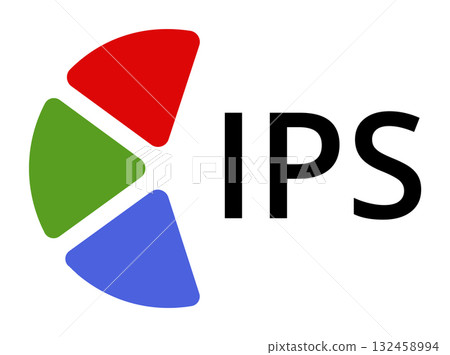 Ips logo design featuring colorful pie chart segments in red, green, and blue Ips logo design featuring colorful pie chart segments in red, green, and blue 132458994