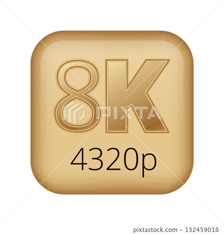 8k resolution icon with 4320p high definition label in gold design 8k resolution icon with 4320p high definition label in gold design 132459018