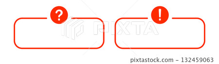 Question and exclamation icons with red framed boxes Question and exclamation icons with red framed boxes 132459063