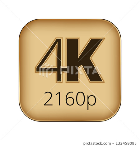 4k 2160p gold icon representing ultra high definition resolution 132459093