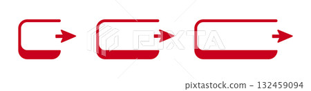 Red curved arrows in progressive sizes on white background 132459094