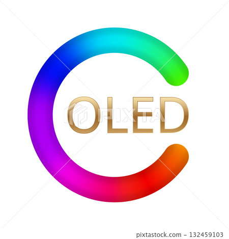 Colorful oled technology logo with vibrant gradient circle design 132459103