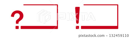Red question and exclamation marks with rectangular frames 132459110