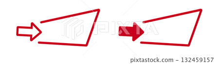 Red arrow icons with geometric frames and borders 132459157