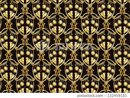 Decorative flowers and leaves in art nouveau style Decorative flowers and leaves in art nouveau style 132459181