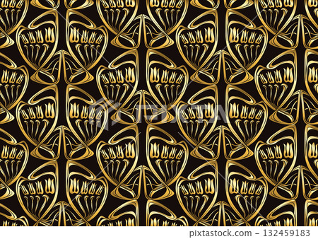 Decorative flowers and leaves in art nouveau style 132459183