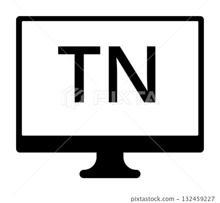 Tn display screen with bold black letters on white background 132459227