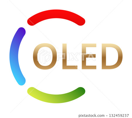 Colored segments surrounding oled text in innovative design concept 132459237