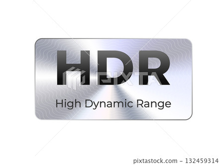 Hdr logo with high dynamic range text on metallic background Hdr logo with high dynamic range text on metallic background 132459314