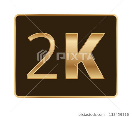 Elegant gold 2k sign on dark background design element Elegant gold 2k sign on dark background design element 132459316